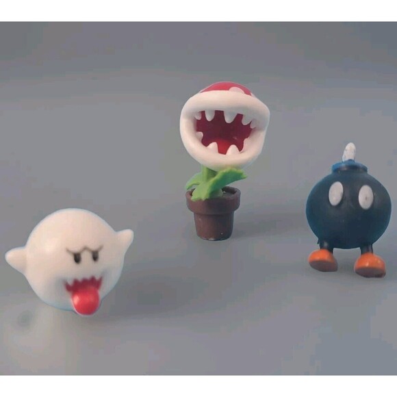 Super Mario Bros Mini Fugures Piranha Plant Bob-Omb & Boo Ghost Nintendo - Picture 1 of 6